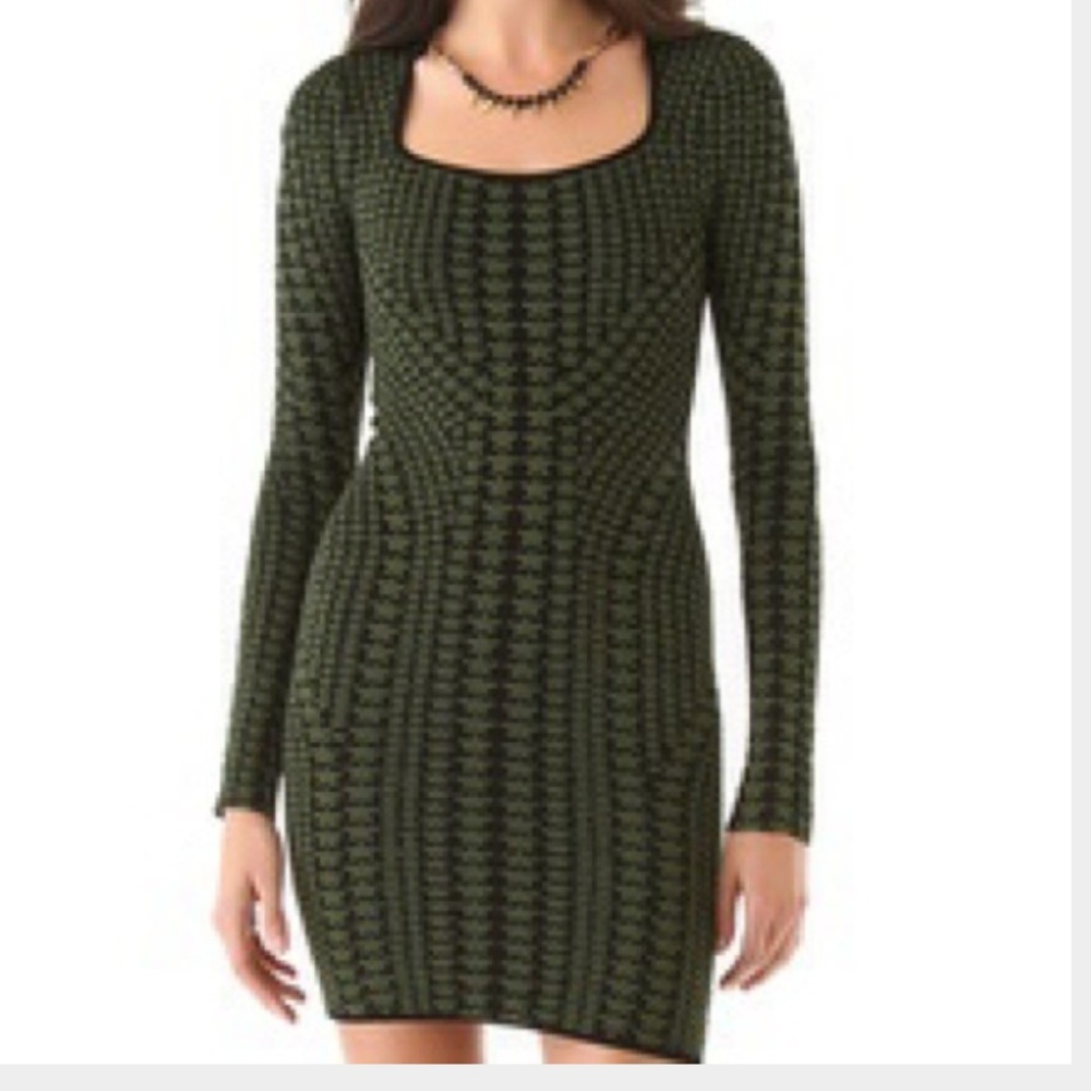 Torn by Ronny Kobo Green Houndstooth Dress